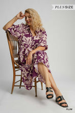 Plus Plum Floral Print Midi Dress