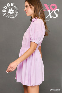 Puff Sleeve Smocked Waist Mini Dress