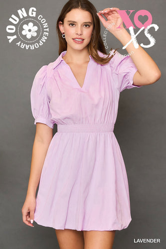 Puff Sleeve Smocked Waist Mini Dress