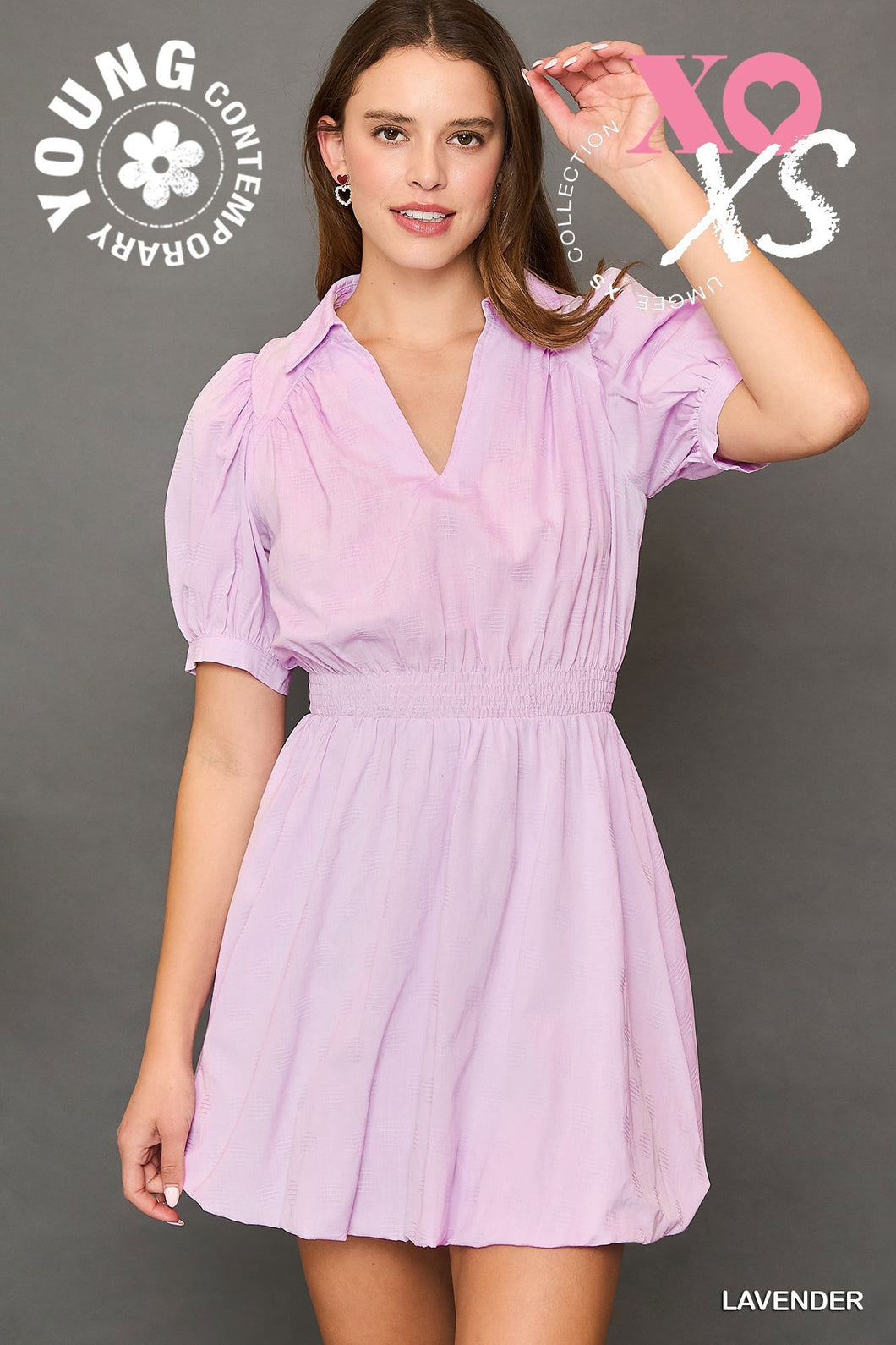 Puff Sleeve Smocked Waist Mini Dress