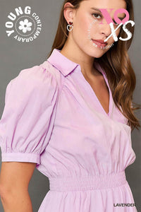 Puff Sleeve Smocked Waist Mini Dress