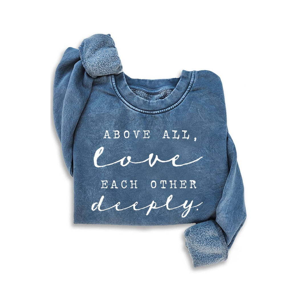 LOVE DEEPLY MINERAL SWEATSHIRTS: MINERAL DENIM BLUE / L