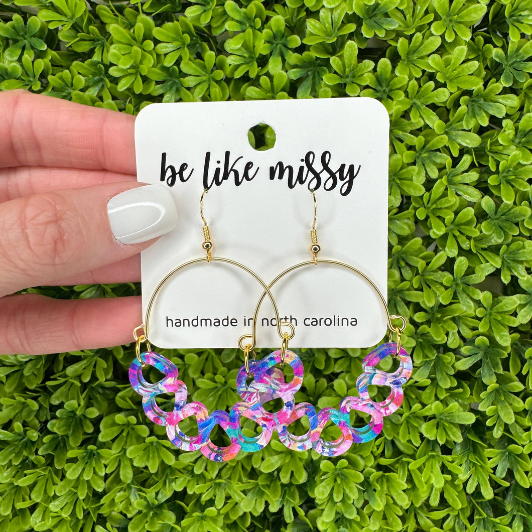 Teardrop Hoops - Summer Floral