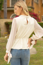 Chiffon Sleeve Suede Peplum Top