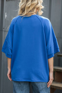 Oversized Relaxed Fit Terry Top: NAVY / L