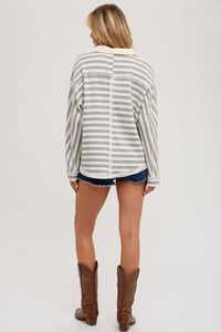 Striped Dolman Sleeved Knit Top