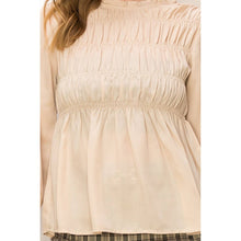 High Neck Smocked Blouse