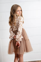 Kids Fall Winter Woodland Deer Tulle Ruffle Sleeve Dress: 5/6