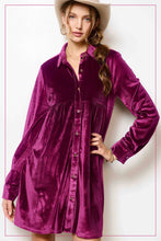 Soft Velvety Button Down Collar Dress