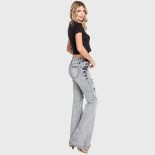 Petra153 Destroyed Mid Rise Stretch Flare w/ Trouser Hem