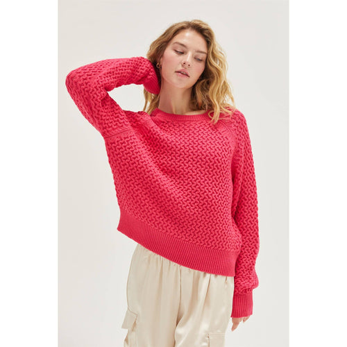 Swirl Knit Sweater - Raspberry