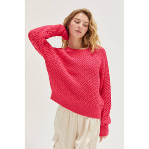 Swirl Knit Sweater - Raspberry