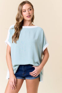 Airflow Boat Neck Contrast Band Top