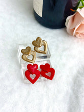 Sylvie Double Heart Earrings: Cherry
