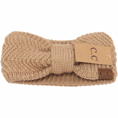 Chevron Knit Knot Women's Fashion Headband: Taupe