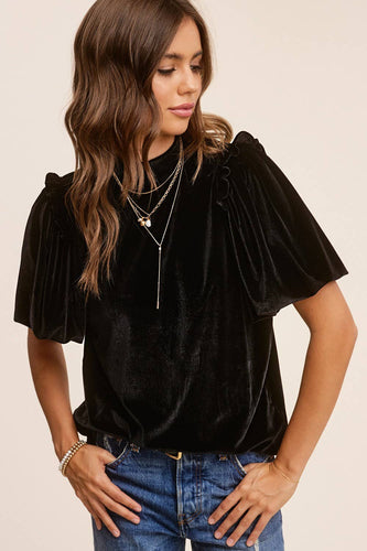 Velvety Puff Fall Winter Short Sleeve Top