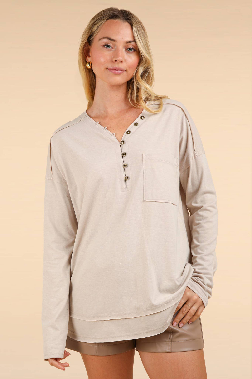 PLUS Mineral Washed Cotton Comfy Knit Top