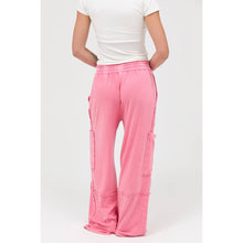 Mineral Wash Wide Leg Cargo Pants: TAFFY PINK