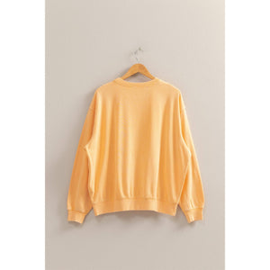 Drop Shoulders Relaxed Crew Neck Sweatshirt: SUNFLOWER