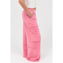 Mineral Wash Wide Leg Cargo Pants: TAFFY PINK