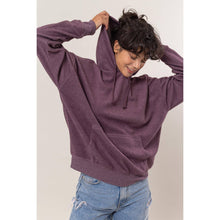 Brushed Oversized Hooded Pullover in Dark Plum