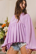 Collared Split Neck Pleating Top