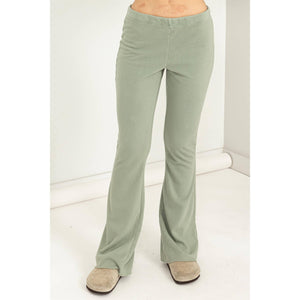 Mid-Rise Flare Lounge Pants - Green