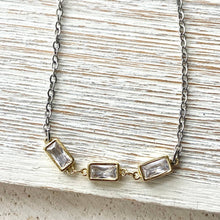 16-18" Rectangle Crystal Mix-Metal Layering Necklace