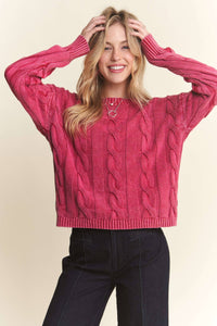 Mineral Washed Cable Knit Sweater