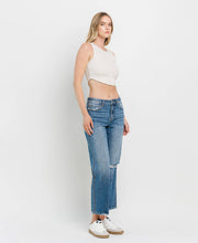 High Rise Distressed Slim Wide Jeans