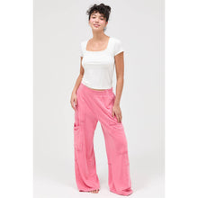 Mineral Wash Wide Leg Cargo Pants: TAFFY PINK