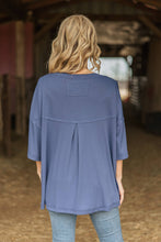 Ribbed Relaxed Boyfriend Shirt w/ Pocket Detail: PEARL GREY / S/M