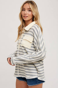 Striped Dolman Sleeved Knit Top