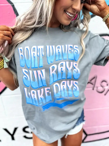 Boat Waves Gray Graphic Tee