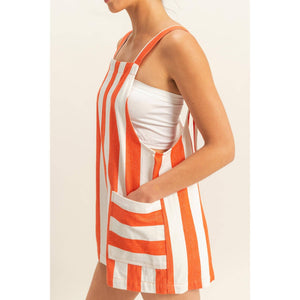 Striped Sleeveless Overall Romper