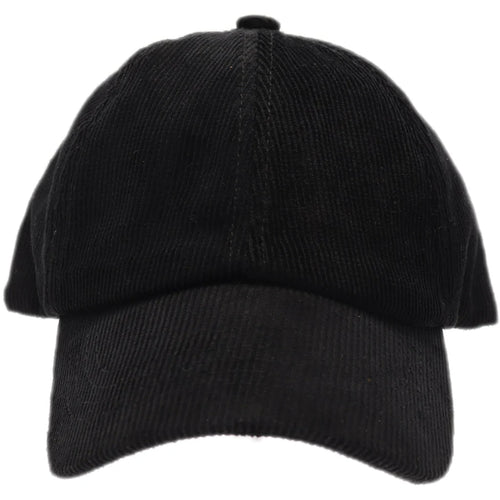 CC Beanie Corduroy Criss Cross High Pony Ball Cap - Black