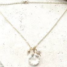 18" Gold Necklace w/ Crystal Pendant