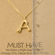 Gold Dipped Bubble Letter Pendant Necklace: H