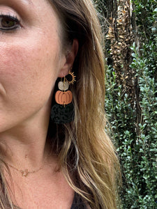 Pumpkin Stacks - Leopard - Halloween Earrings