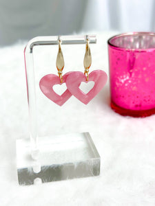 Camille Heart Drop Earrings: Pearl