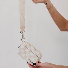 Nelly Nylon Card Wallet Wristlet: Checkered White/Black