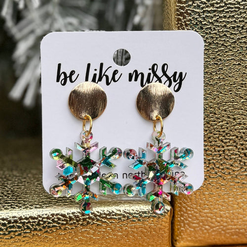 Snowflake Earrings - Christmas Earrings - Party Glitter - S