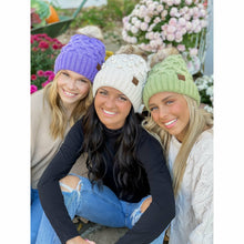 Bobble Knit Fur Pom C.C Beanie: Ginger Brown