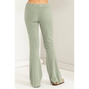 Mid-Rise Flare Lounge Pants - Green