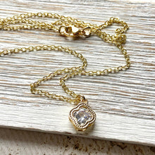 17" Gold Crystal Clover Necklace