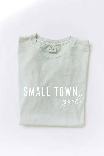 SMALL TOWN GIRL Mineral Washed Graphic Top - Made to Order: SAGE / S