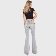 Petra153 Destroyed Mid Rise Stretch Flare w/ Trouser Hem