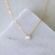 Tiny Oval Opal Necklace: 18 inches