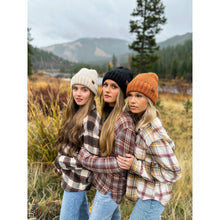 Fuzzy Lined Crisscross Knit C.C Beanie: Lt. Grey