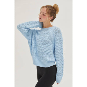 Swirl Knit Sweater in Baby Blue